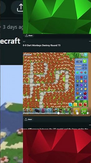BTD 6 MAPS IN MINECRAFT #shorts