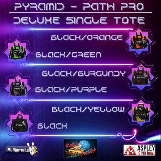 Pyramid - Path Pro Deluxe Single Tote Pyramid Bowling emerges on to the market bringing high quality bowling products at affordable prices. Compared to other bowling bags in this price range. - Constructed with heavy duty 600 840 denier - Adjustable, removeable shoulder strap with non-slip pad - Welded steel hardware - Webbed nylon carrying handles with padded wrap - Removeable polyurethane foam ball cup - Separate compartment stores and protects shoes up to U.S. men's size 16 - Large accessory 