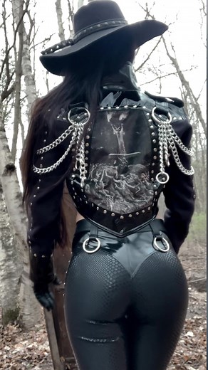 Both the pants and the jacket will be available in custom sizing on Sunday as part of my new collection release! All handmade by my own hands. #leathercraft #customclothing #wearableart #fashion #fashiontiktok #fashionhacks #fashioninspo #sewing #goth #gothgirl #altfashion #darkwestern