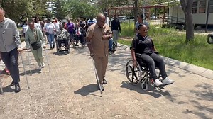 MEC Dieketseng Mashego is currently leading a team of officials on a Disability Awreness Campaign at Pietersburg Hospital as part of Disabilty Month. The MEC and the officials are role playing as part of living the experience of employees and all persons living with disabilities. Joining the MEC is the Provincial Chairperson of the Public Service Commission Magerula Sekonya as well as the department Chief Financial Officer Mr Justice Mudau. | LIMPOPO DEPARTMENT OF HEALTH (BOPHELONG)