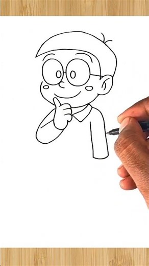 Nobita cartoon outline drawing easy - How to draw nobita easy full body - #shorts #nobita #drawing