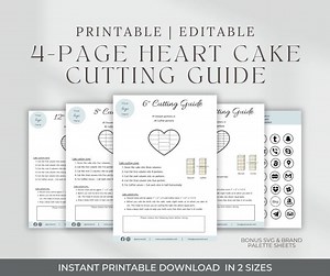 Heart Cake Cutting Guides, Printable Cake Cutting Template, Vintage Heart Cake, Canva Editable Template, Cake Cutting Instructions - Etsy Australia