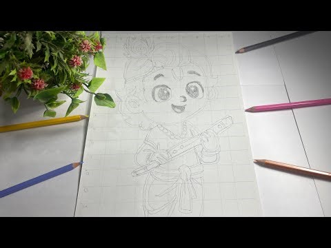 Little krishna drawing | full outline tutorial step by step