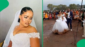 "Eish, weather": A bride performs dance routine in muddy street, SA divided
