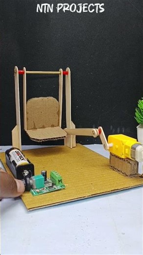 DIY ⚡DC motor Operated Electric Swing🔌⚡#schoolproject #ideas #experiment #hacks #new #simple