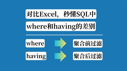 对比Excel，秒懂SQL中where和having的差别