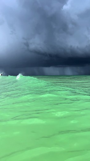 it’s rainy in pensacola today, so i wanted to share this video i took a few summers ago here. beautiful emerald water against a stormy sky. 💚🌊⛈️ #ocean #rain #storm #summer #pensacolabeach #florida