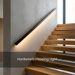 LED Handrail Lighted Railing | Modern Metal Indoor Wall Handrail | Black, White, Wood-look Finish | Rectangle | Hardwired | Flowing Light - Etsy