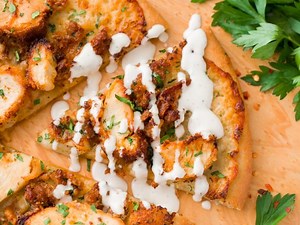 Chicken-and-Chorizo Alfredo Pizza