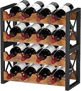 Homeiju 2-in-1 Wine Rack Countertop, Small Wine Rack Organizer Holder, Wooden Wine Rack Inserts for Cabinet, Stackable Wine Rack for Kitchen,Home Bar