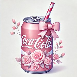 Pink Coke Can, Coca Cola Art, Floral Soda Can, Pastel Coke Aesthetic, Cute Cola Drink, Girly Soda Design, Kawaii Coke Art, Pink Soda Pop - Etsy