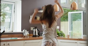 Woman Dancing Kitchen Wearing Pajamas Morning Stock Footage Video (100% Royalty-free) 25407782 | Shutterstock