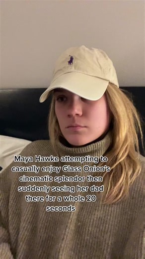 Maya Hawke and Ethan Hawke in Glass Onion on Netflix