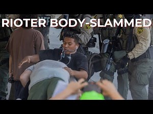 Bystander body-slams LA rioter after throwing can at police officer