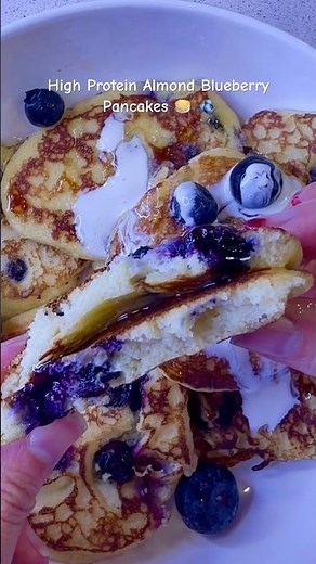High protein almond blueberry pancakes recipe