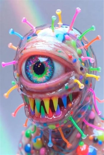 Bubble Cyclops Monster Cracking Eye 😱💥 Neon Fluid Burst & Violent Bubble Explosions