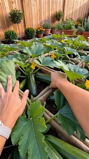Black Crates Became a Zucchini Garden