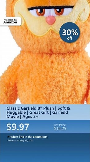 Classic Garfield 8" Plush | Soft & Huggable | Great Gift | Garfield Movie | Ages 3+