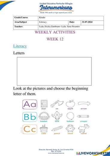 LIVEWORKSHEET KINDER