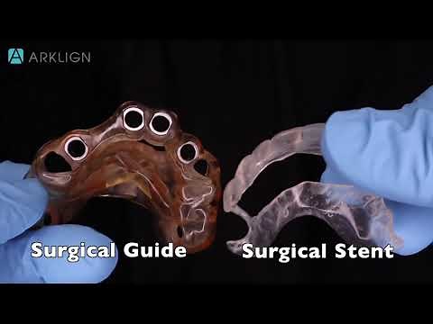 Surgical guide and surgical stent for dental implants.