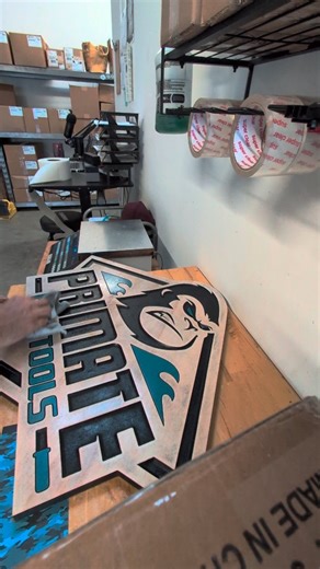 Now that Primate has a new office with more space, I got to hang up our beautiful wood sign by the great @cornbread_custom_signs 🤙🤙🦍🦍 | Primate Pool Tools