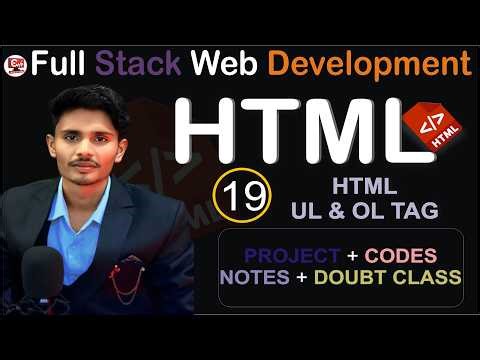 Full Stack Web Development Day 20 | OL and UL Tag in HTML Hindi Tutorial 🔥