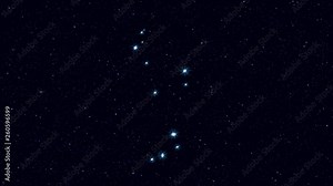 Aries constellation, gradually zooming rotating image with stars and outlines, 4K educational video