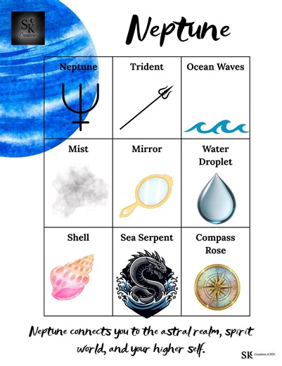 Neptune Symbolism Guide – 9 Neptune Symbols   Spiritual Meanings | Psychic, Mystical, Astral Energy - Etsy