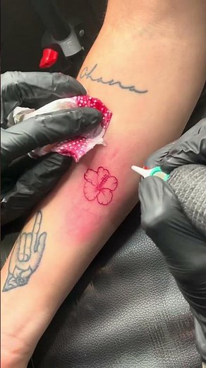 Fine Line Hibiscus Wrist Tattoo Minimal Floral Ink