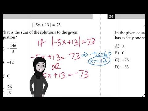 Sat practice test 10 Question 22 module 2 Mathematics Sum of solutions in absolute value equation