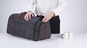 Vessgra Garment Duffle Bag for Travel, Convertible Travel Garment Bags, Carry on Canvas Garment Duffle Bag for Men Women with Shoe Compartment - 2 in 1 Hanging Suitcase Suit Travel Bags