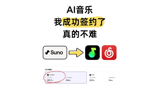 用AI一键生成歌曲成功签约，真的不难！上个月播放量破300w！简单3步，新手也能一键作词作曲！更多AI提示词合集&签约模板教程拿走即用~！