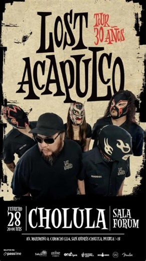 📍 Sala Forum, Cholula, Puebla 📅 28 de febrero TOUR 30 AÑOS DE ROCK SURF Una noche irrepetible. 🎟️ Boletos ya a la venta 👉 Compra ahora antes de que se agoten. https://www.passline.com/eventos/lost-acapulco-en-puebla #30añosdesurfrock #lostacapulco #fenderartist #surfmusic | Lost Acapulco