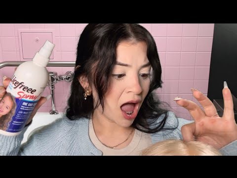 ASMR $5 lice checks in the school bathroom 🫢