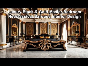 Luxury Black & Gold Master Bedroom | Neoclassical Baroque Interior Design