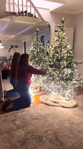 I think this pre-lit tray is so fun but wanted to add a little more glowy-ness and sparkle. I added three more strands of twinkle lights to make it extra festive! I love these string lights so much and I have them linked in my profile where you can reply TWINKLE and I will send you the information on where to get them! Next, I am going to add my vintage ornament collection to the tree 🤩🎄 | Fleur at Home