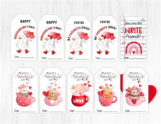 Valentine's Day Gift Tags for Kids Printable, Classroom Valentine Tag Instant Download - Etsy