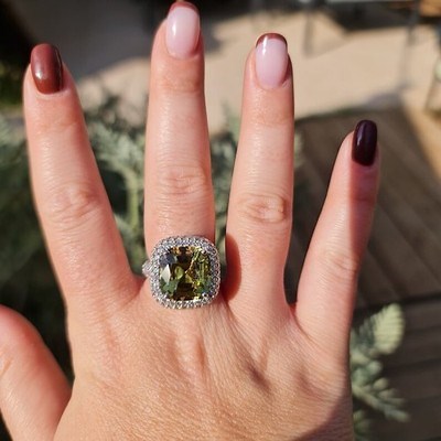 4.50 Ct Cushion Cut Natural Yellow Sapphire Diamond Wedding Ring 14K White Gold | eBay