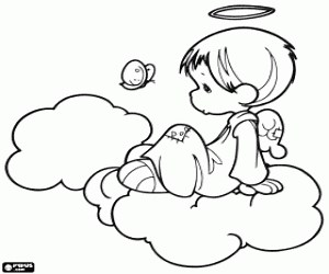 An angel of Precious Moments coloring page printable game
