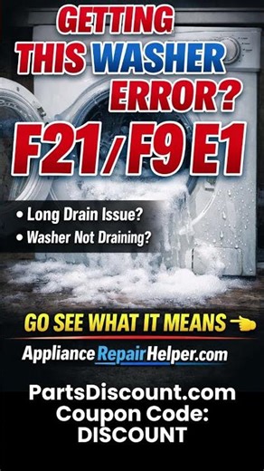 Getting Washer F21 / F9 E1 Error? Water Not Draining FIX! #shorts