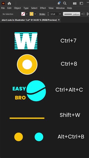 Illustrator tips and tricks powerful short cuts #photoshoptutorial #graphicdesign #tutorials #design #adobeillustrator