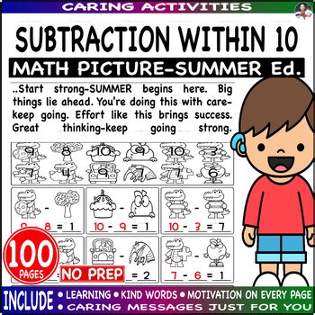 Subtraction within 10 with pictures fact fluency Way Fun Fact Track - Summer Ed.