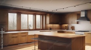 Modern kitchen interior with stainless steel appliances and contemporary appliances in a stylish home design.