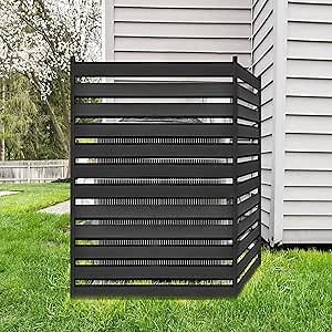 48" H x 38" W (2 Panels) Air Conditioner Fence Screen Trash Can Privacy Fence Panels for Outside Unit, Pool Eequipment Enclosure, No Dig Backyard Fencing (Black)