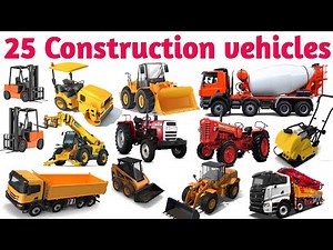 Construction Vehicles for Kids | Learn Names & Sounds | Excavator, Crane, Dump Truck Construction