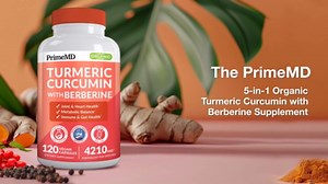 5-in-1 Organic Turmeric Curcumin Supplement (4210mg) with Berberine, Ceylon Cinnamon Bioperine and Ginger Supplements for Joint, Heart, Gut, & Metabolic Support (60 Servings)