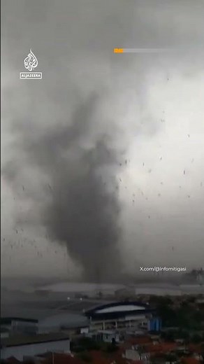 Indonesia tornado wrecks homes and buildings | #AJshorts