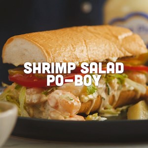3.2K reactions · 1.4K shares | Our Shrimp Salad Po-Boys call for Blue Plate Mayo twice so you know it’s good.   https://blueplatemayo.com/recipes/shrimp-salad-po-boy/ | Blue Plate Mayonnaise | Facebook