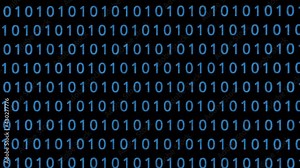 Technological background. Representation of binary code. Blue binary digits 1 and 0 in 3D space. Camera zooming out. Technology concept. Binary code footage. With Alpha channel. Stock Video