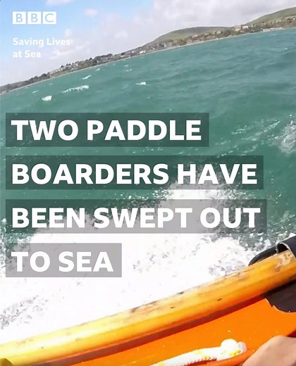 Two paddle boarders are in trouble after being swept out to sea in rough conditions | BBC Two